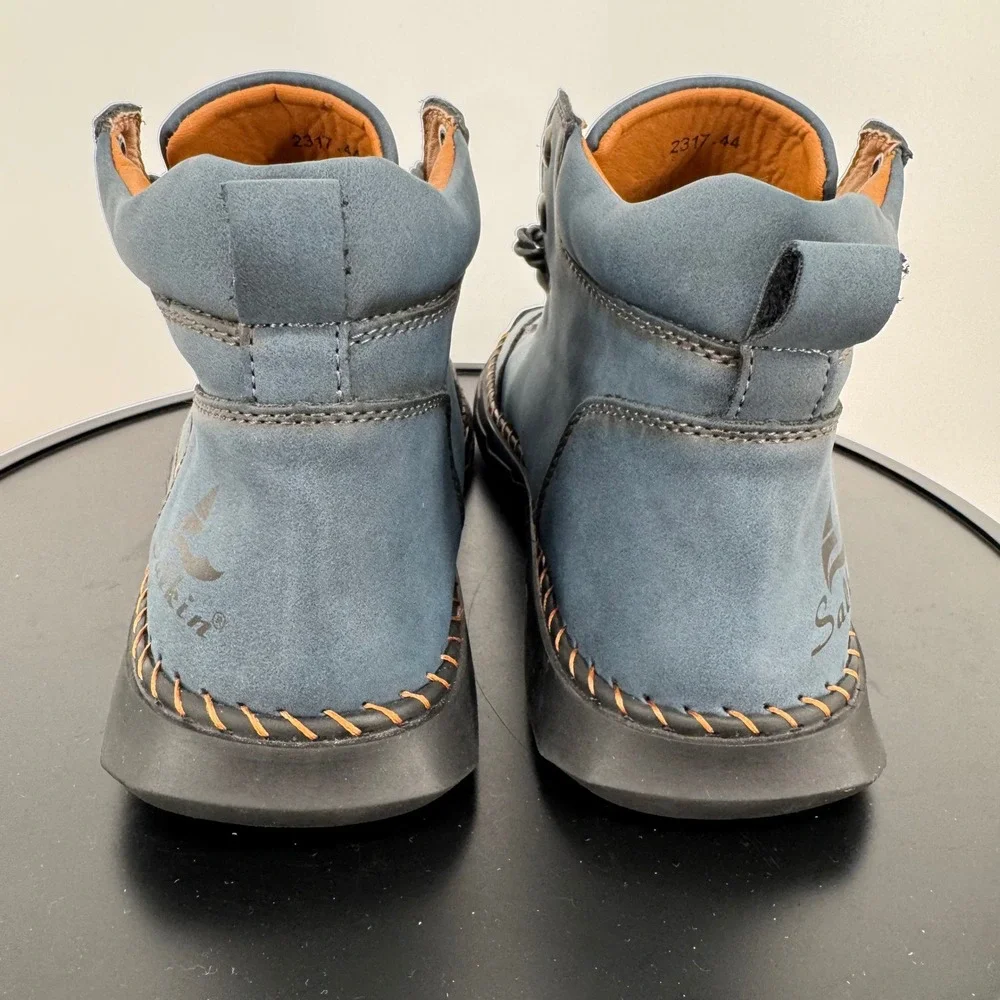 Salkin USA 2.0 Mens Slate Blue Leather Handcrafted Barefoot Hiking Boots Size 10